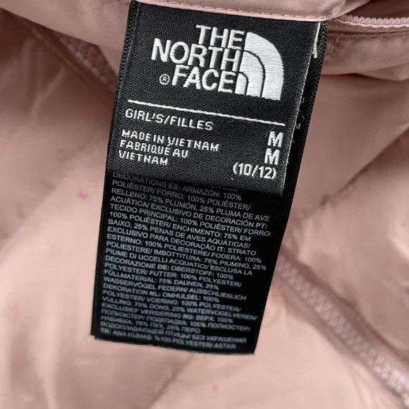 North Face Goose Down 550 Puffer Jacket Youth Girl Medium Pink Reversible Winter